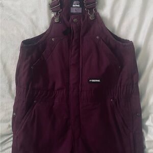 Berne Bib Overalls Youth Lg 14-16 Insulated Adjustable Straps Plum Durable EUC